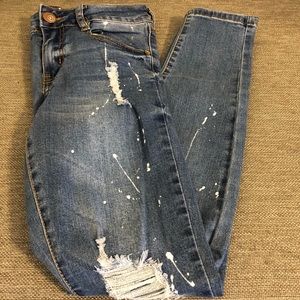 Cotton on Ripped Style painted Jeans